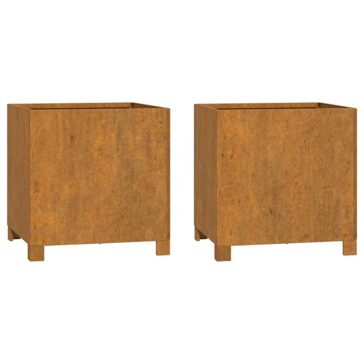 Set jardiniere cu vidaXL, picioare 2 buc. ruginiu 42x40x43 cm otel corten 5.43 kg 823681