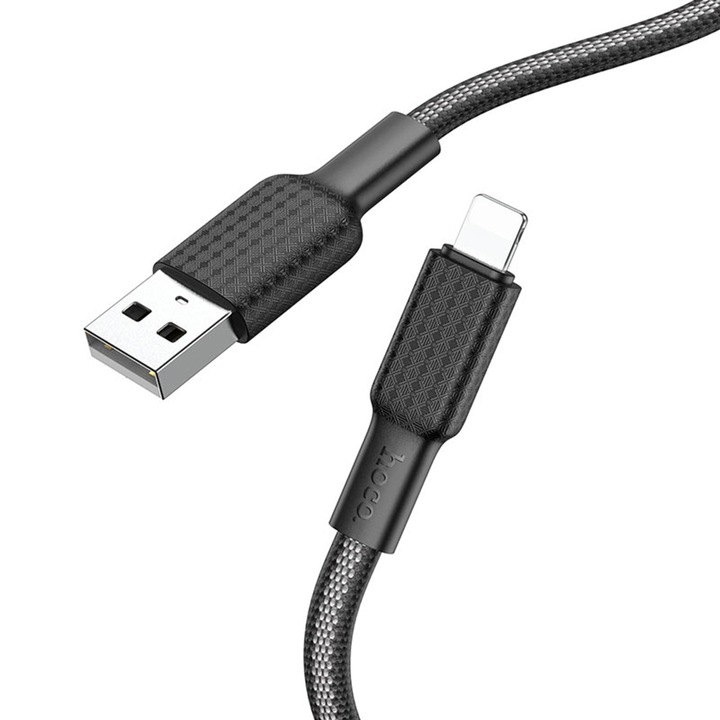 USB-Lightning adatkábel 12W, 2,4A, 1m - Hoco Jaeger (X69) - fekete/fehér