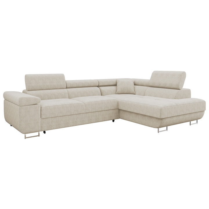 Coltar rabatabil Torezio Reiat, MIRJAN24, bej, dreapta, 274x203x85 cm