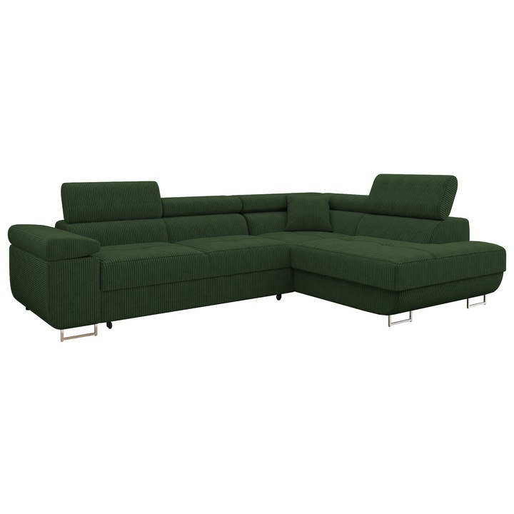 Coltar rabatabil Torezio Reiat, MIRJAN24, verde, dreapta, 274x203x85 cm