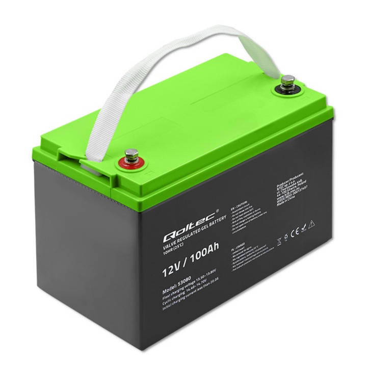 Гел батерия Qoltec, 12V, 100Ah, GEL, 29.3kg