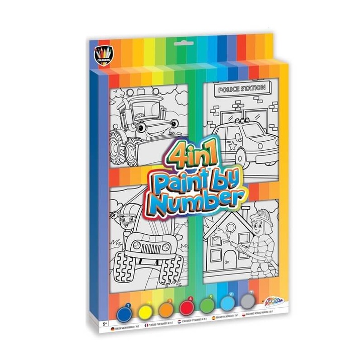 Set pictura pe numere 4 modele cu pensule si culori