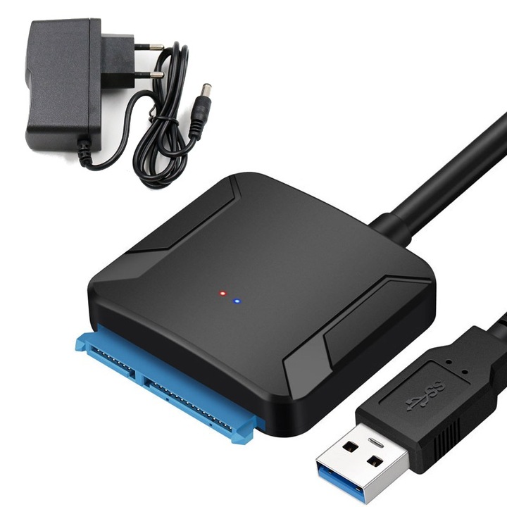 Set Adaptor SATA la USB 3.0 si Alimentator 1A, conectarea SSD / HDD de 2,5 / 3,5 inch