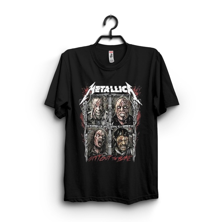 Tricou Unisex cu imprimeu Metallica, Negru, Bumbac, L