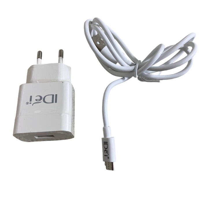 Android kompatibilis microusb adatkábel töltő és aljzat adapter készlet, fehér 036400