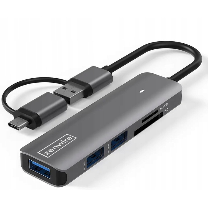 ХЪБ USB-C 7IN1 3x USB 3.0 четец на карти SD TF COMBO Zenwire