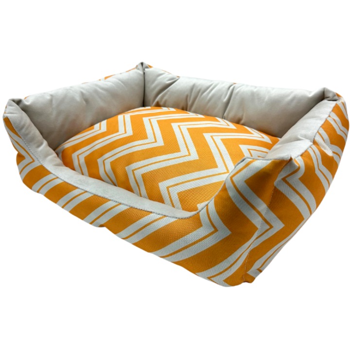 Pat pentru caini/pisici, Alb/Galben, S