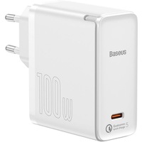 Incarcator Retea Baseus, GaN2 Quick Charge + Cablu Baseus Type-C, White