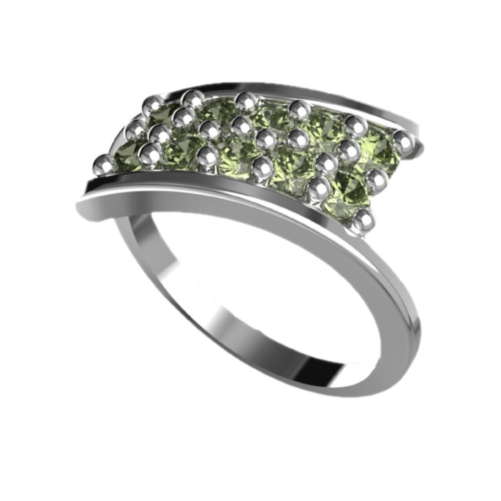 Női Gyűrű A-B, 925 Sterling Ezüst, Moldavit