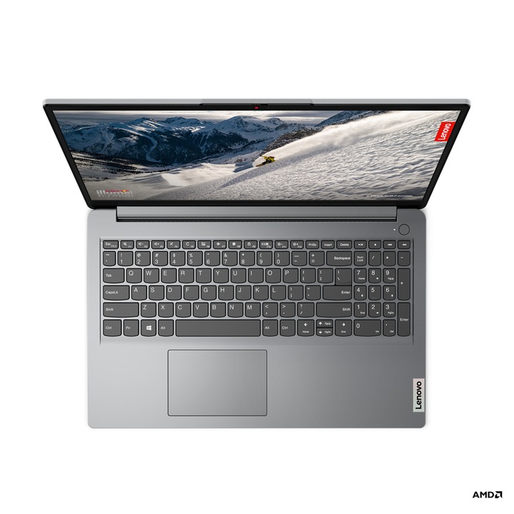 Lenovo Ideapad 1 15AMN7 15,6" FullHD laptop, AMD® Ryzen™ 5 7520U, 8GB, 512GB SSD, AMD® Radeon™ 610M Graphics, FreeDOS, Magyar billentyűzet, Szürke