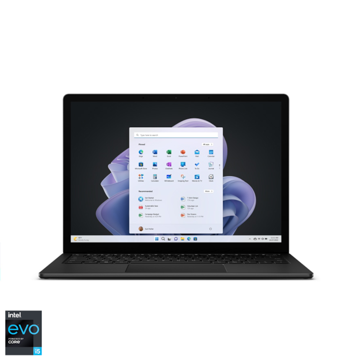 Laptop Microsoft Surface 5 cu procesor Intel® Core™ i5-1235U pana la 4.40 GHz, 13.5", Touch, 8GB, 512GB, Intel® UHD Graphics, Windows 11 Home, Black