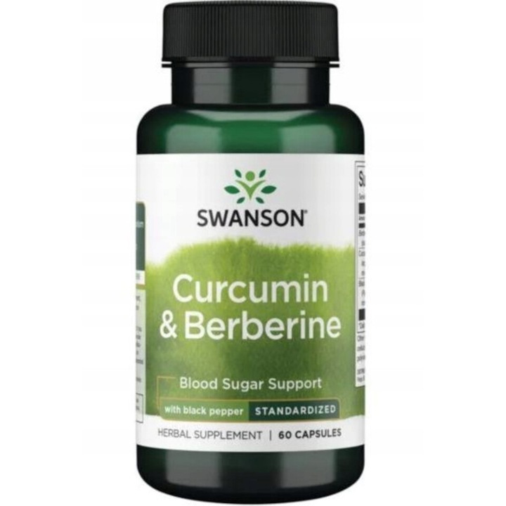 Supliment alimentar, Swanson Curcumin & Berberine cu piper negru, 60 capsule