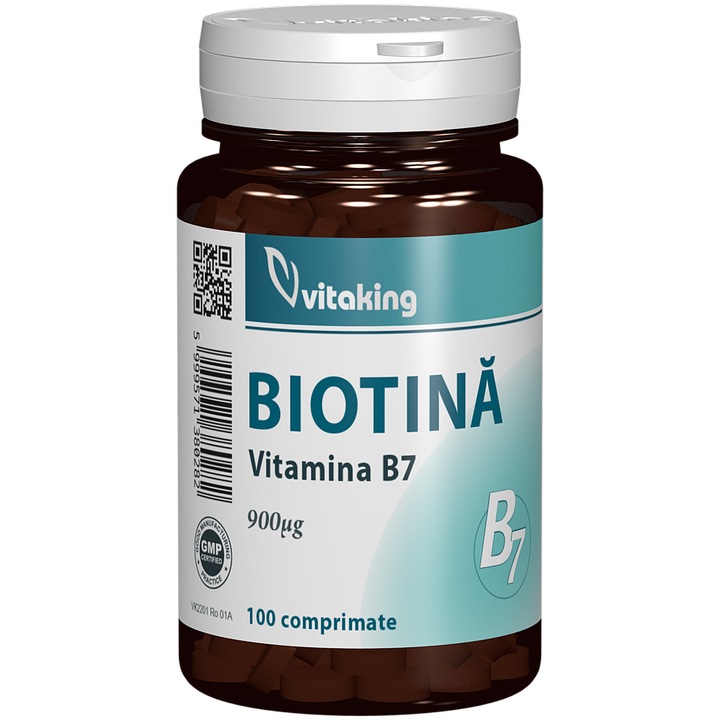 Vitamina B7 (biotina) 900 mcg, Vitaking, 100 comprimate