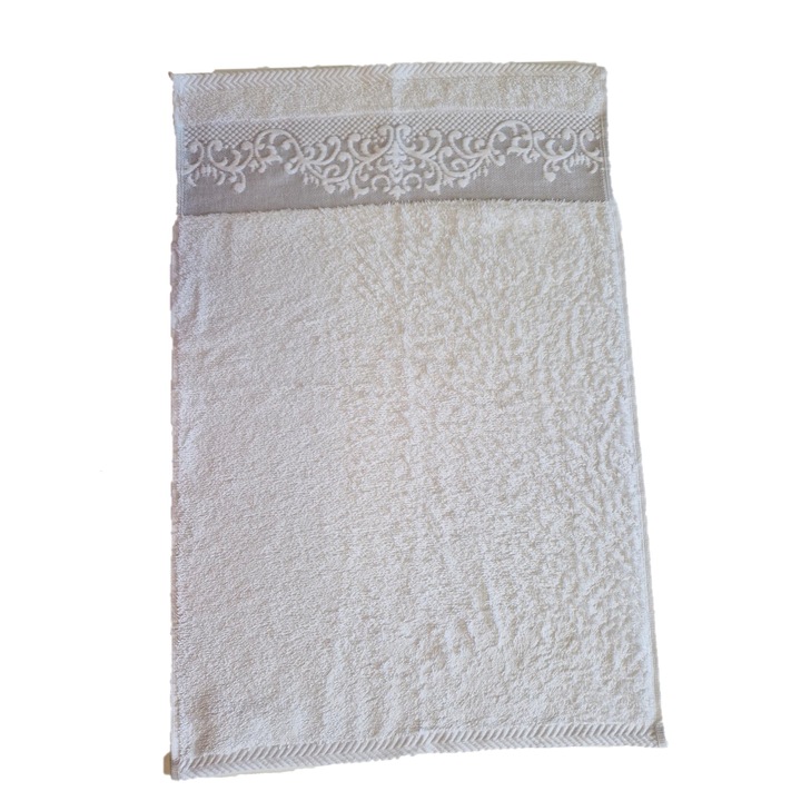 Prosop de baie 50 x 90 cm Studio Casa Aden, 100% Bumbac, 500 gsm, Cu bordura jacquard, Alb