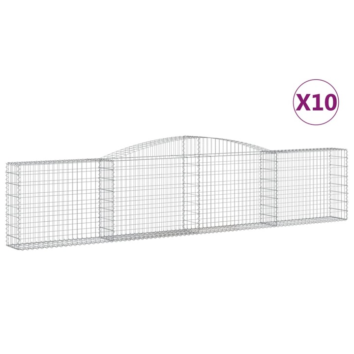 Set cosuri gabion arcuite 10 buc vidaXL, 400x30x80/100 cm, fier galvanizat 32.95 kg 3146861