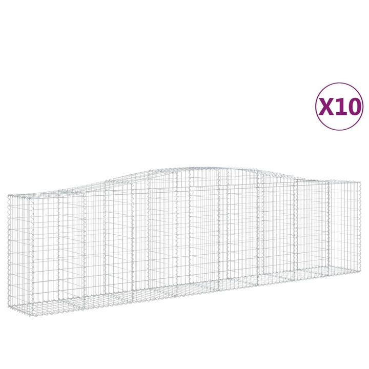Комплект габионни кошници арка vidaXL, 10 бр, 400x50x100/120см, Поцинковано желязо, 47.35 Kg