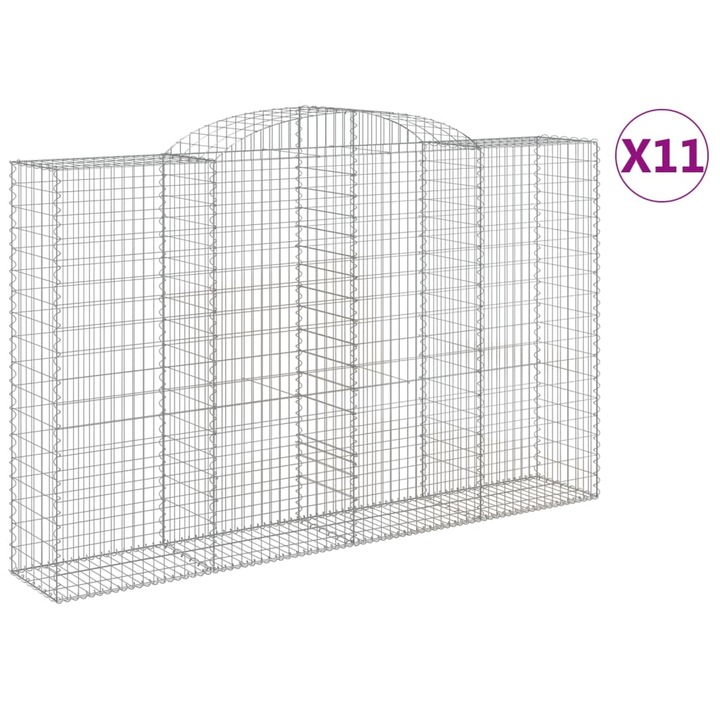 Set cosuri gabion arcuite 11 buc vidaXL, 300x50x180/200 cm fier galvanizat 56.25 kg 3146782