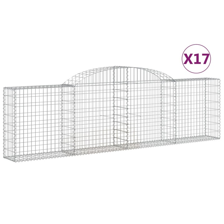 Set cosuri gabion arcuite 17 buc vidaXL, 300x30x80/100 cm, fier galvanizat 25.9 kg 3146516