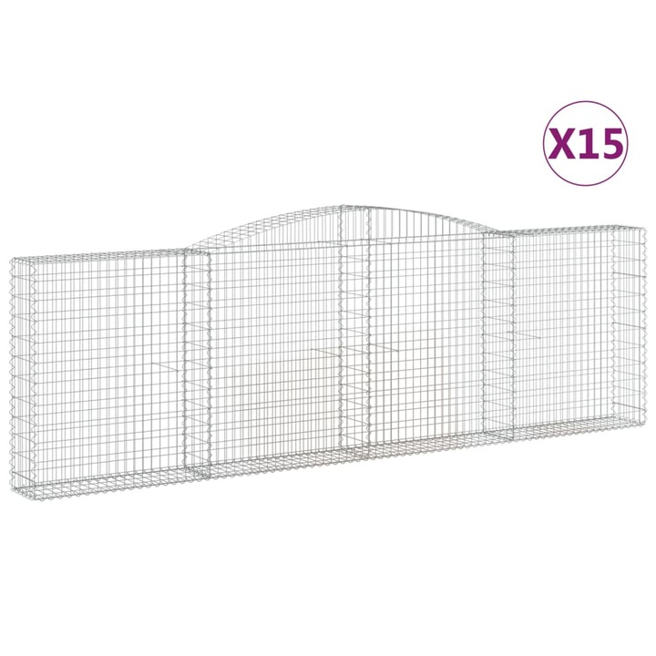 Set cosuri gabion arcuite vidaXL, 15 buc. 400x30x120/140 cm fier galvanizat 44.55 kg 3146888