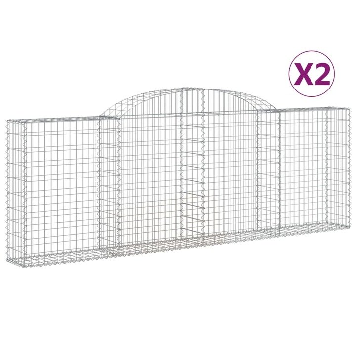 Set cosuri gabion arcuite 2 buc vidaXL, 300x30x100/120 cm fier galvanizat 29.85 kg 3146521