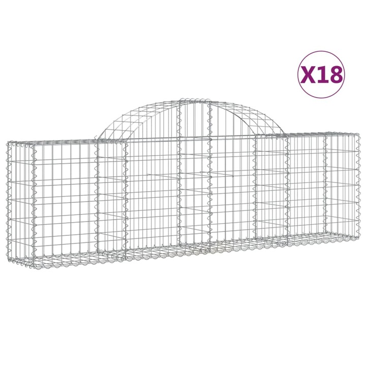 Set cosuri gabion arcuite 18 buc vidaXL, 200x30x60/80 cm, fier galvanizat 14.25 kg 3146082