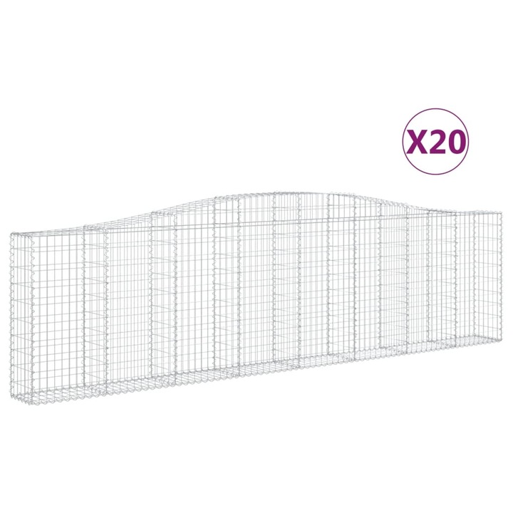 Set cosuri gabion arcuite 20 buc vidaXL, 400x30x100/120 cm fier galvanizat 39.55 kg 3145836