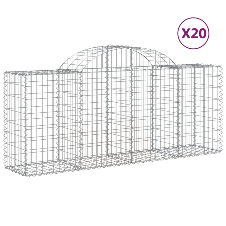 Set cosuri gabion arcuite 20 buc vidaXL, 200x50x80/100 cm, fier galvanizat 20.9 kg 3146314