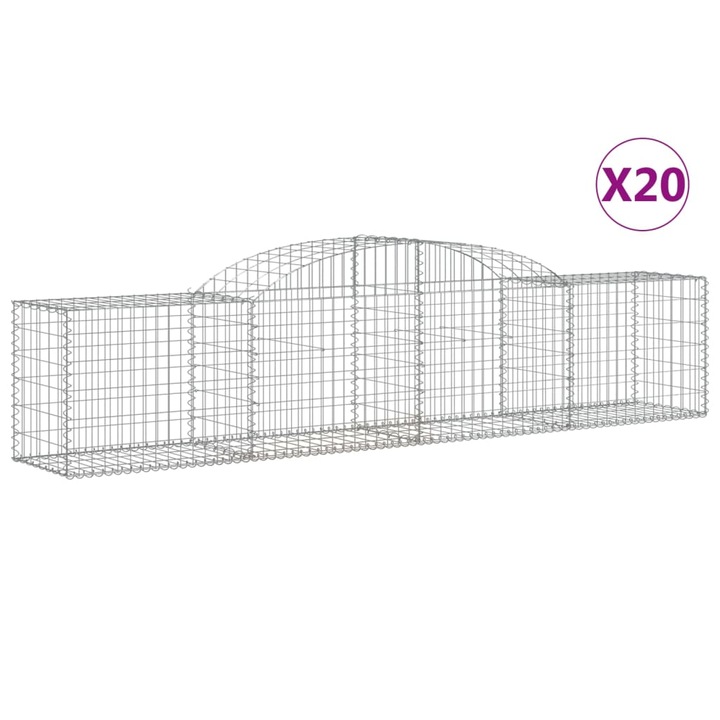 Set cosuri gabion arcuite 20 buc vidaXL, 300x50x60/80 cm, fier galvanizat 27.35 kg 3146679