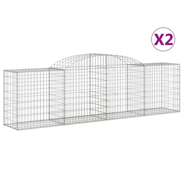 Set cosuri gabion arcuite 2 buc vidaXL, 300x50x80/100 cm, fier galvanizat 31.65 kg 3146683