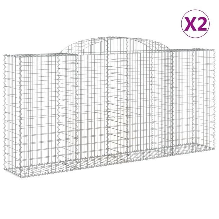 Set cosuri gabion arcuite vidaXL, 2 buc. 300x50x140/160cm fier galvanizat 46.85 kg 3146737