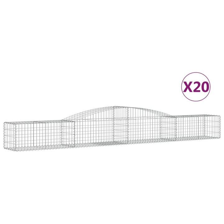 Set cosuri gabion arcuite 20 buc vidaXL, 400x50x40/60 cm, fier galvanizat 28.05 kg 3146967
