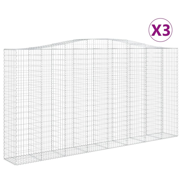 Set cosuri gabion arcuite vidaXL, 3 buc 400x50x200/220 cm, fier galvanizat 77.6 kg 3146022