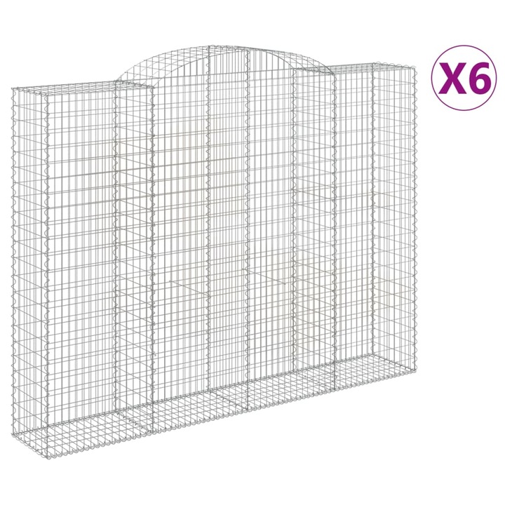 Set cosuri gabion arcuite vidaXL, 6 buc, 300x50x220/240cm, fier galvanizat 67.05 kg 3146813