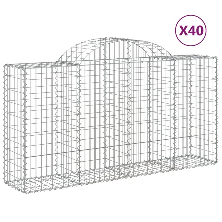 Set cosuri gabion arcuite 40 buc vidaXL, 200x50x100/120cm, fier galvanizat 24 kg 3146338