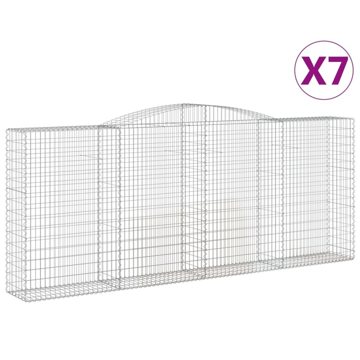 Set cosuri gabion arcuite 7 buc. 400x50x160/180 cm vidaXL, fier galvanizat 64.7 kg 3147040