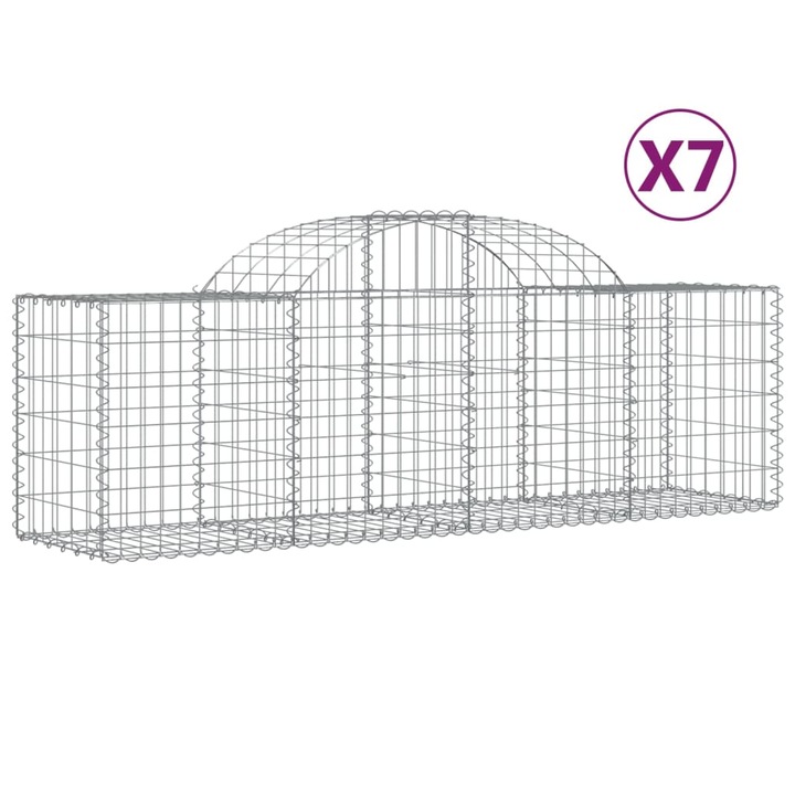 Set cosuri gabion arcuite 7 buc vidaXL, 200x50x60/80 cm, fier galvanizat 17.7 kg 3146283