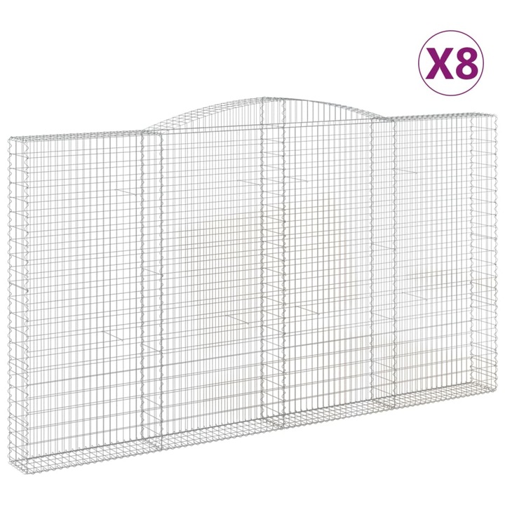Set cosuri gabion arcuite vidaXL, 8 buc, 400x30x220/240cm, fier galvanizat 71.05 kg 3146950