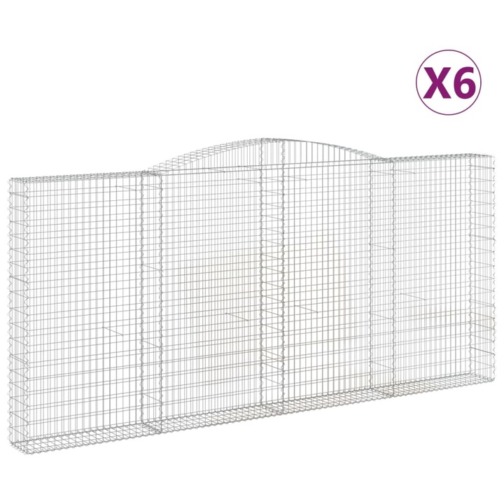 Set cosuri gabion arcuite 6 buc vidaXL, 400x30x180/200 cm, fier galvanizat 60.7 kg 3146922