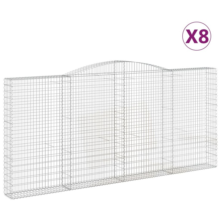 Set cosuri gabion arcuite 8 buc vidaXL, 400x30x180/200 cm, fier galvanizat 60.7 kg 3146924