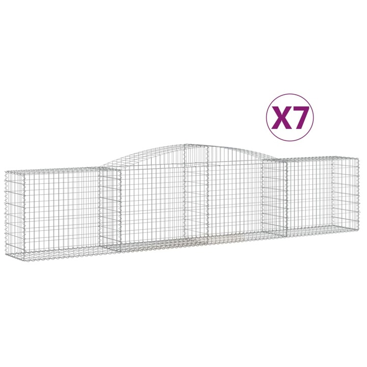 Set cosuri gabion arcuite 7 buc vidaXL, 400x50x80/100 cm, fier galvanizat 40 kg 3146988