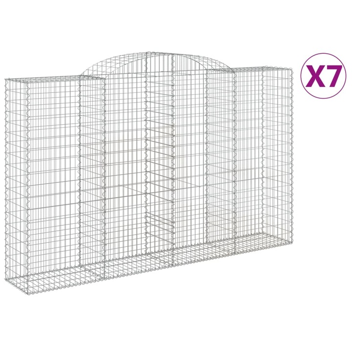 Set cosuri gabion arcuite 7 buc vidaXL, 300x50x180/200 cm, fier galvanizat 56.25 kg 3146778