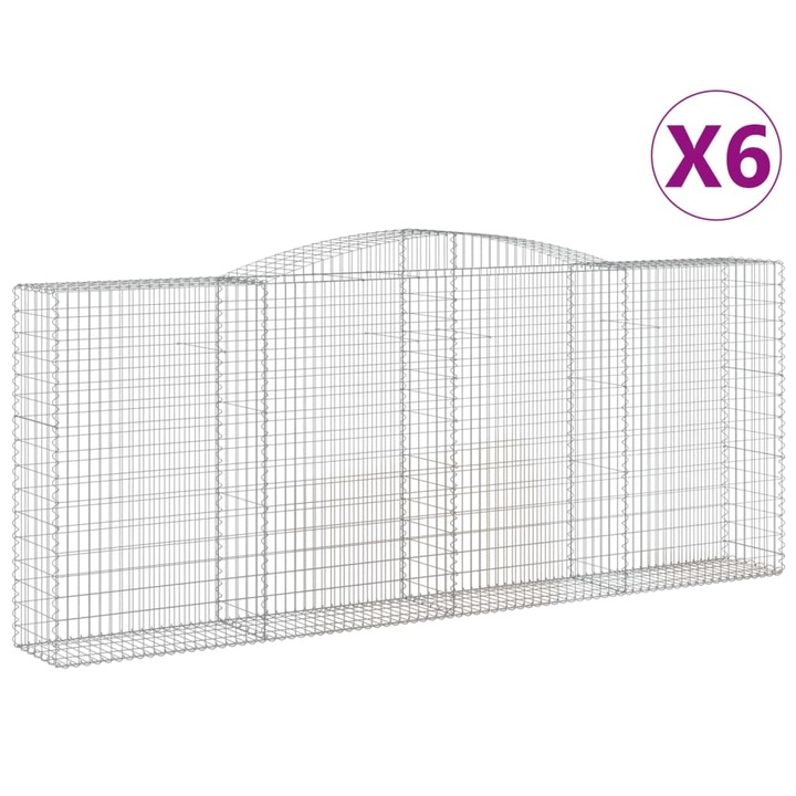 Set cosuri gabion arcuite 6 buc. 400x50x160/180 cm vidaXL, fier galvanizat 64.7 kg 3147039