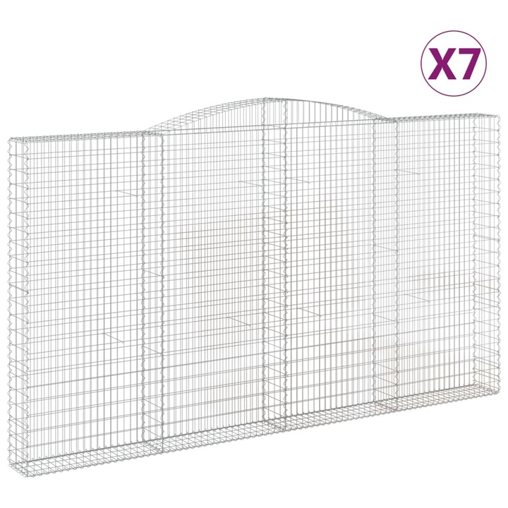 Set cosuri gabion arcuite vidaXL, 7 buc, 400x30x220/240cm, fier galvanizat 71.05 kg 3146949