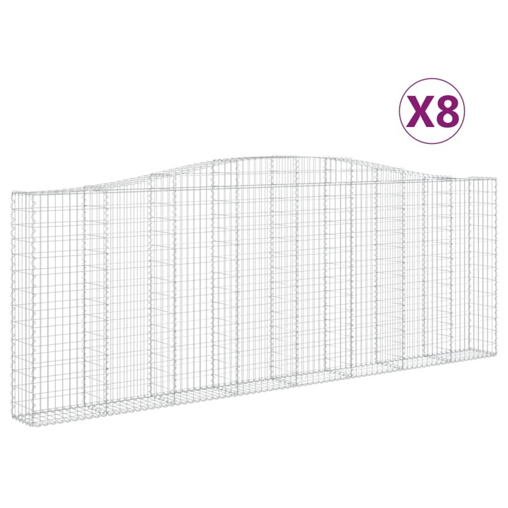 Set cosuri gabion arcuite 8 buc vidaXL, 400x30x140/160 cm, fier galvanizat 50.85 kg 3145858
