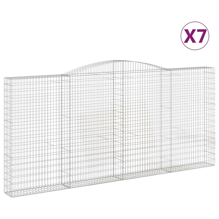 Set cosuri gabion arcuite 7 buc vidaXL, 400x30x180/200 cm, fier galvanizat 60.7 kg 3146923