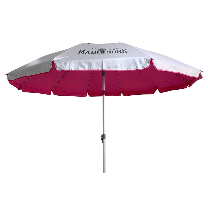 Umbrela plaja Maui&Sons XL 220 cm, protectie UPF50+, rabatabila, husa inclusa, Gri/Roz, 220cm