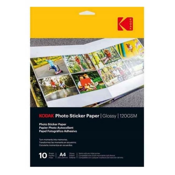 Hartie foto / autoadeziva / Sticker / Semi-Glossy, A4 21x30cm, 10 buc, KODAK / CAT 3510-645