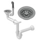 Set sifon pentru chiuveta cu strecurator telescopic, Granitan, Inox/PVC, Gri