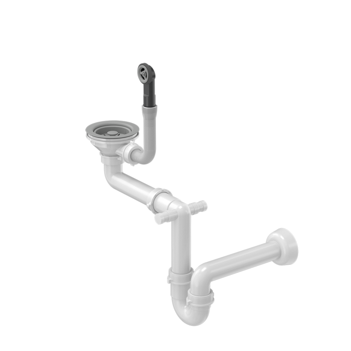 Сифон за мивка Granitan, Пластмаса, Сив