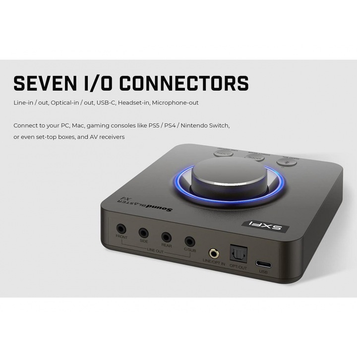 Placa de sunet externa Creative Sound Blaster X4, USB-C, DAC, Super X-FI, TOSLINK